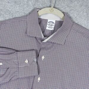 Brooks Brothers Shirt Men 17.5 34 Makers Merchants Made in USA Plaid Long Sleeve